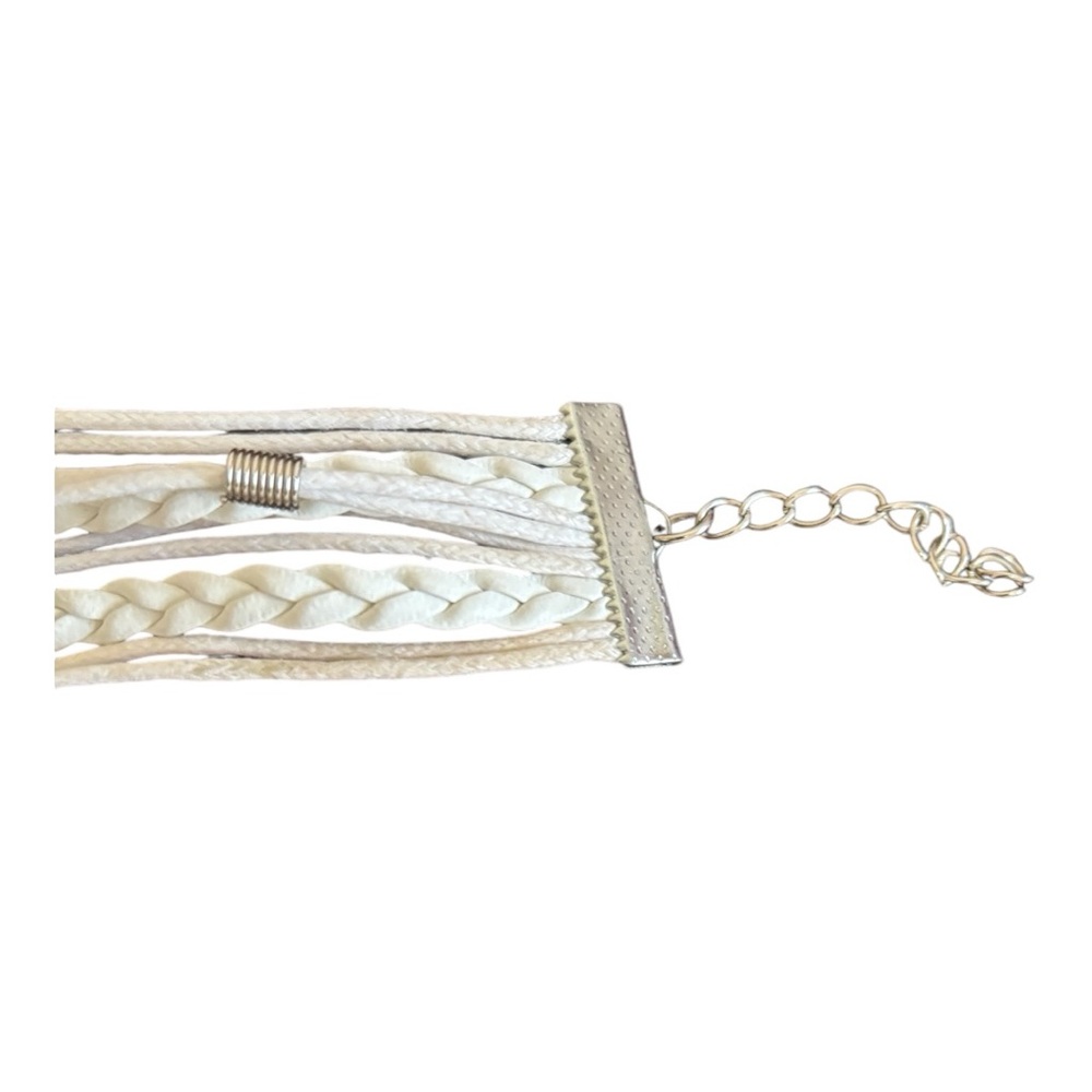 Braided/Strand 7.25"-8.75"6-in-1 Wristband with Charms Women's White/Silver-Tone - Picture 13 of 15